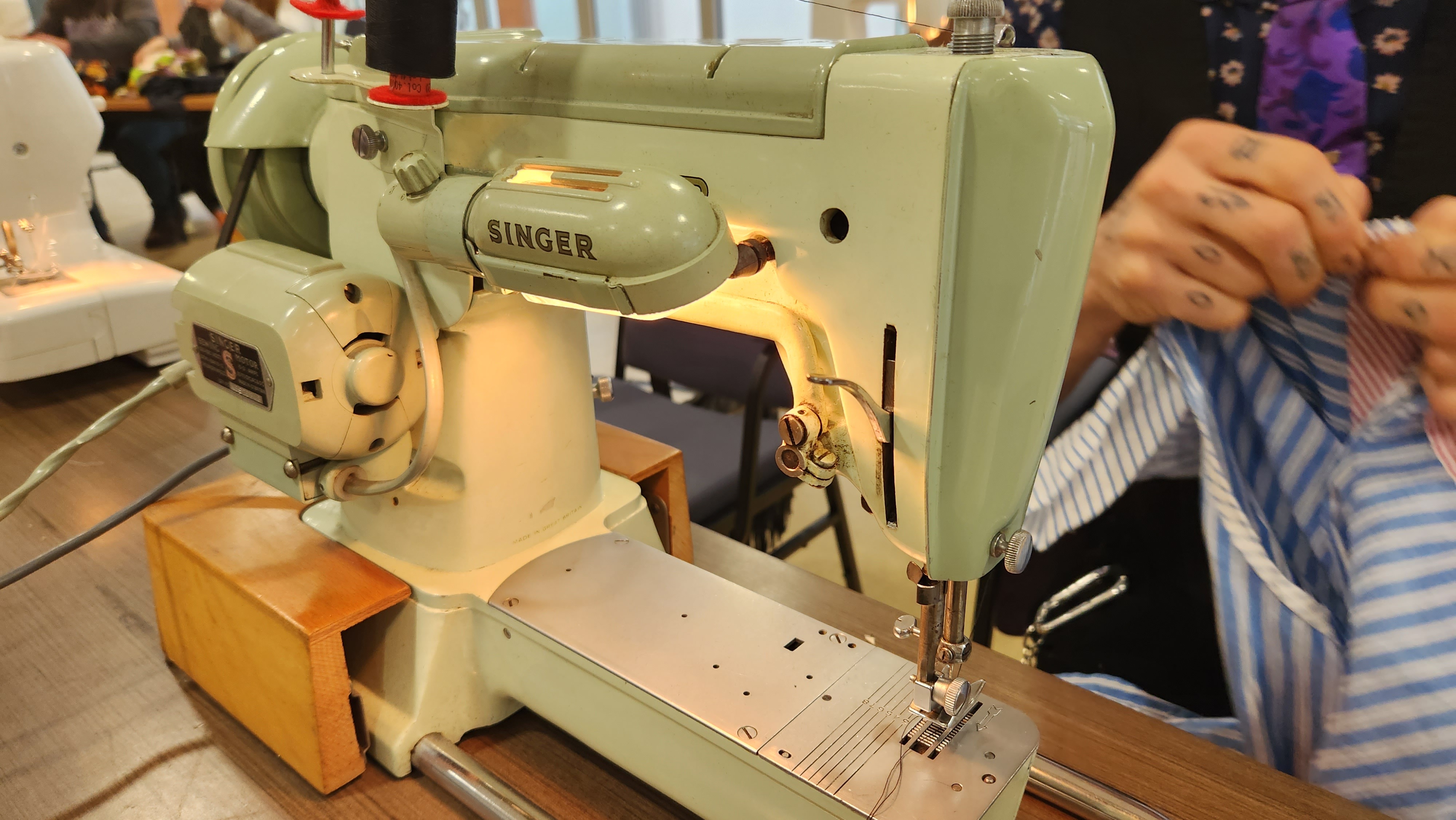 Vintage Singer sewing machine at the workshop