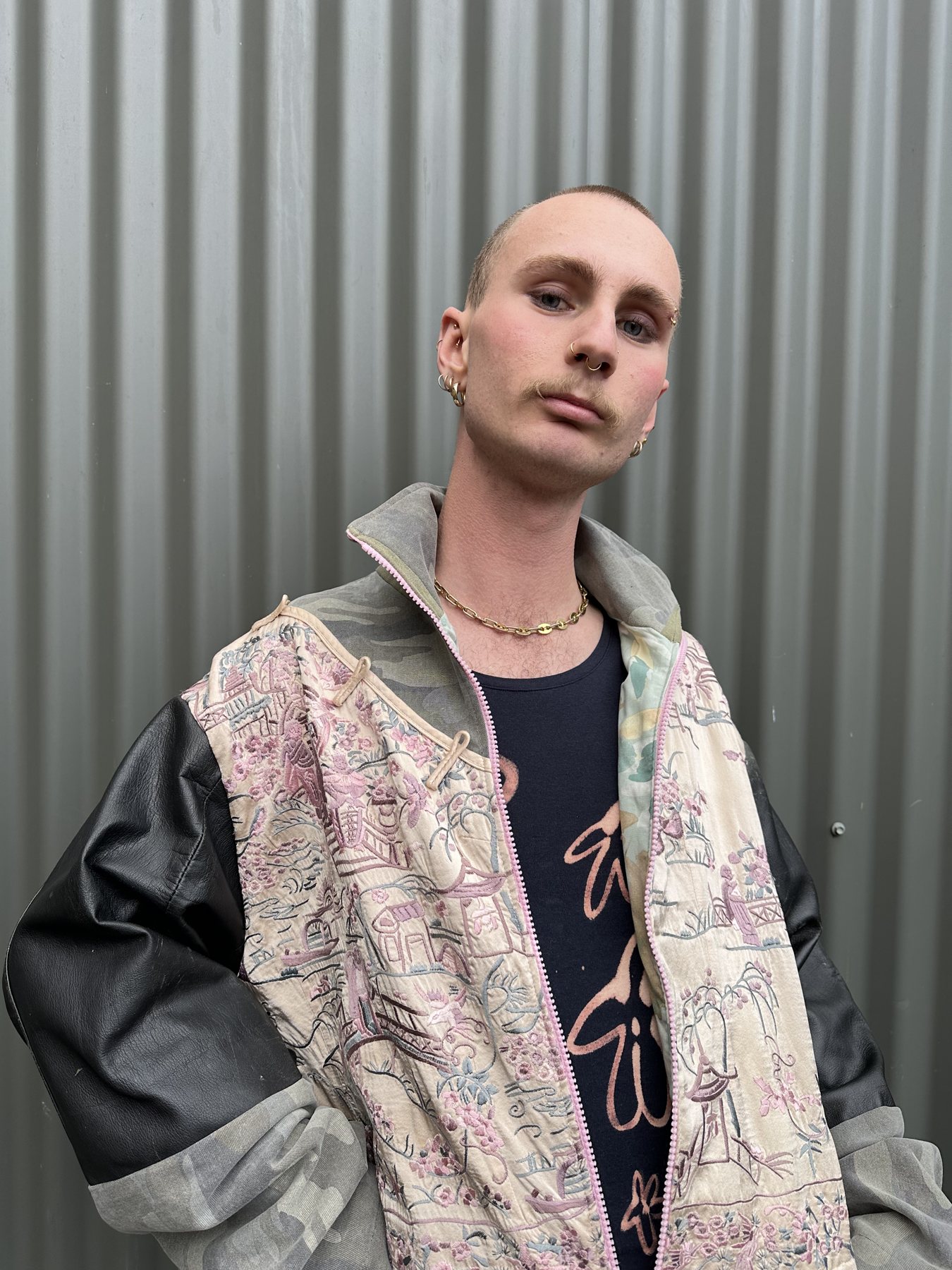 Custom upcycled embroidered jacket